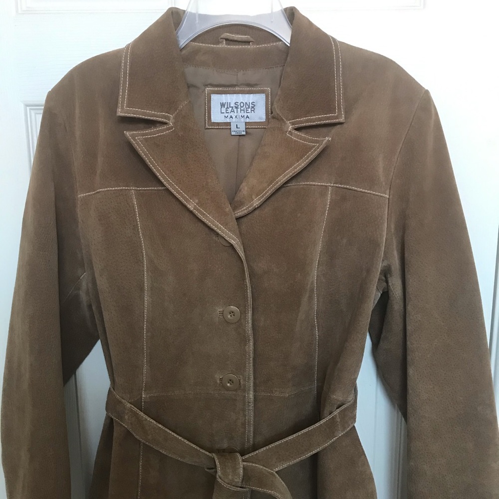 Wilsons Tan Suede Leather Belted Jacket